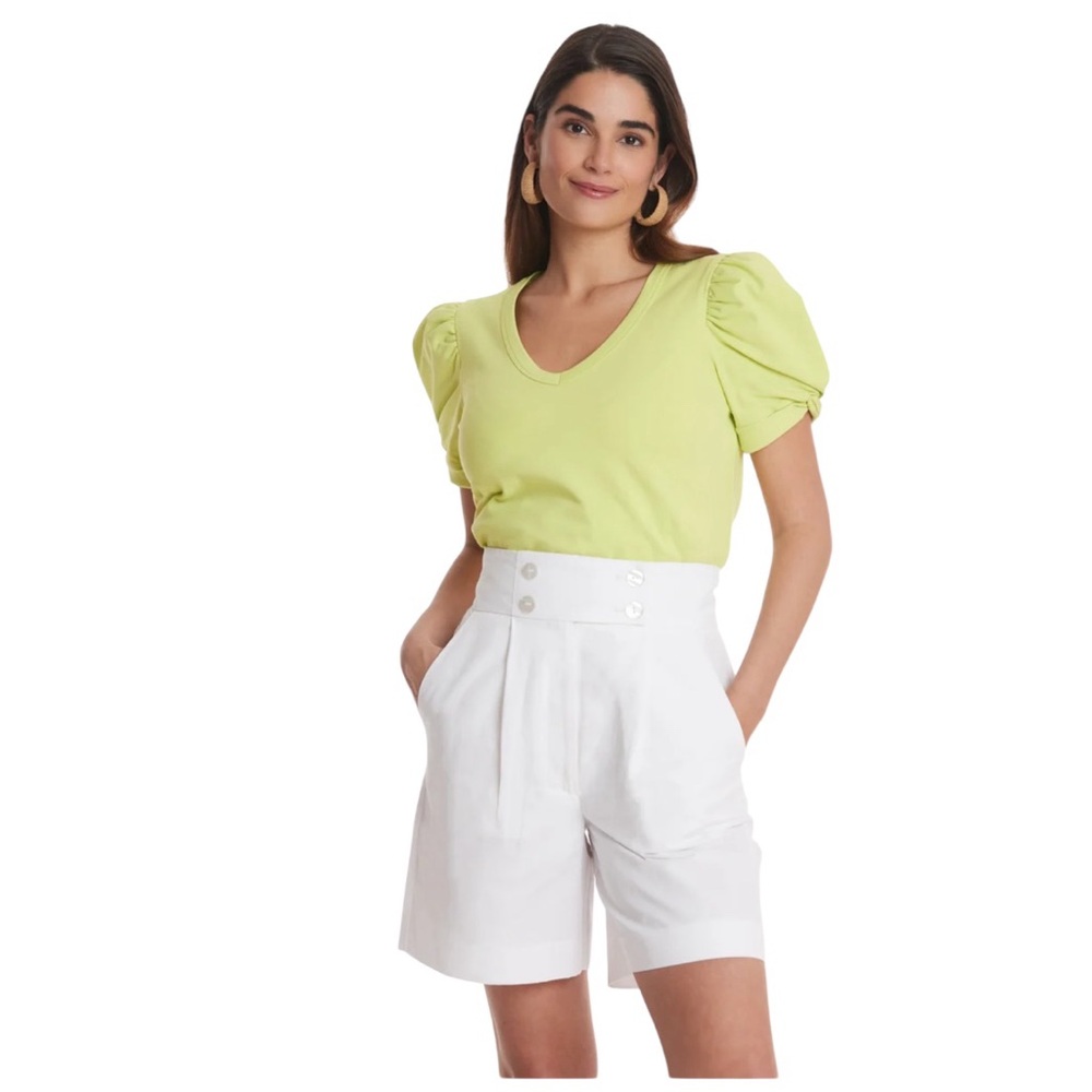 Tyler Boe Women’s Kris‎ Puff Sleeve Tee Wild Lime Top Size Large